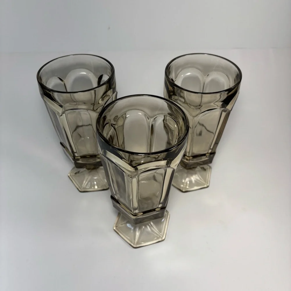 Fostoria Goblet Virginia Smokey Brown Footed Water Glass Tall 7
